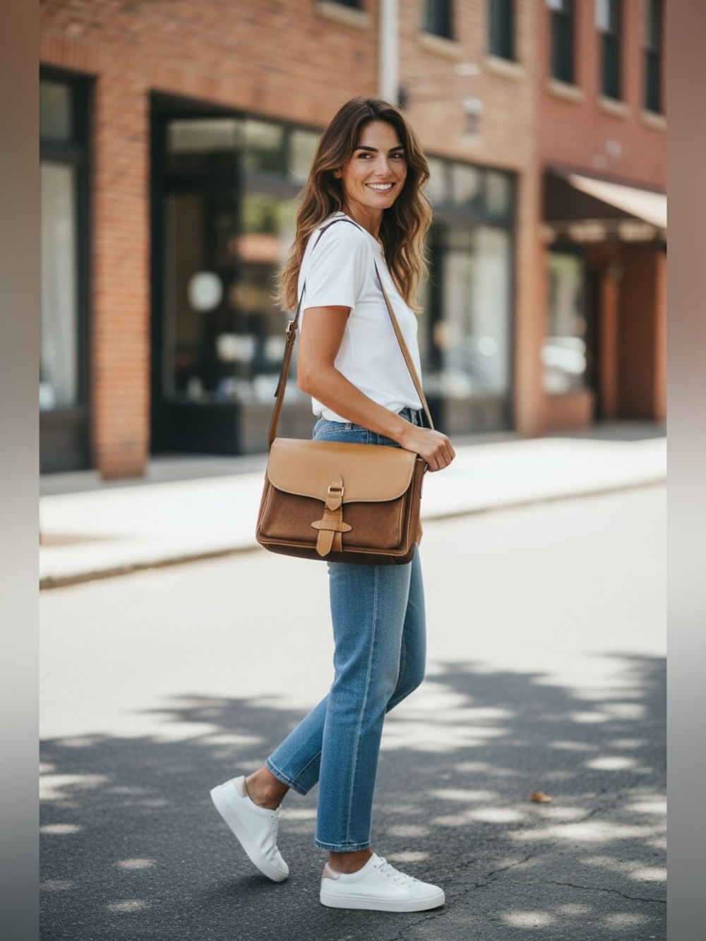 Fendi Two-Tone Tan & Brown Leather & Suede Messenger Crossbody Bag - Picture 3 of 14